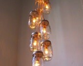 Comet's Tail Mason Jar Chandelier - Mason Jar Lighting - Swag Lamp Handcrafted Upcycled BootsNGus Hanging Pendant Light Fixture