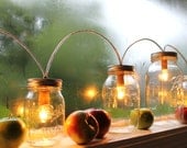 Mason Jar Lights - Banner Style - Modern Industrial Rustic Farmhouse - Handrcrafted Upcycled BootsNGus Lighting Fixture