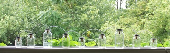 Mason Jar Lights - Banner Style - Modern Industrial Rustic Farmhouse - Handrcrafted Upcycled BootsNGus Lighting Fixture
