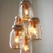 Day Glow - Mason Jar Chandelier Hanging Pendant Lighting Fixture - Rustic Industrial UpCycled Repurposed BootsNGus Lamp Design