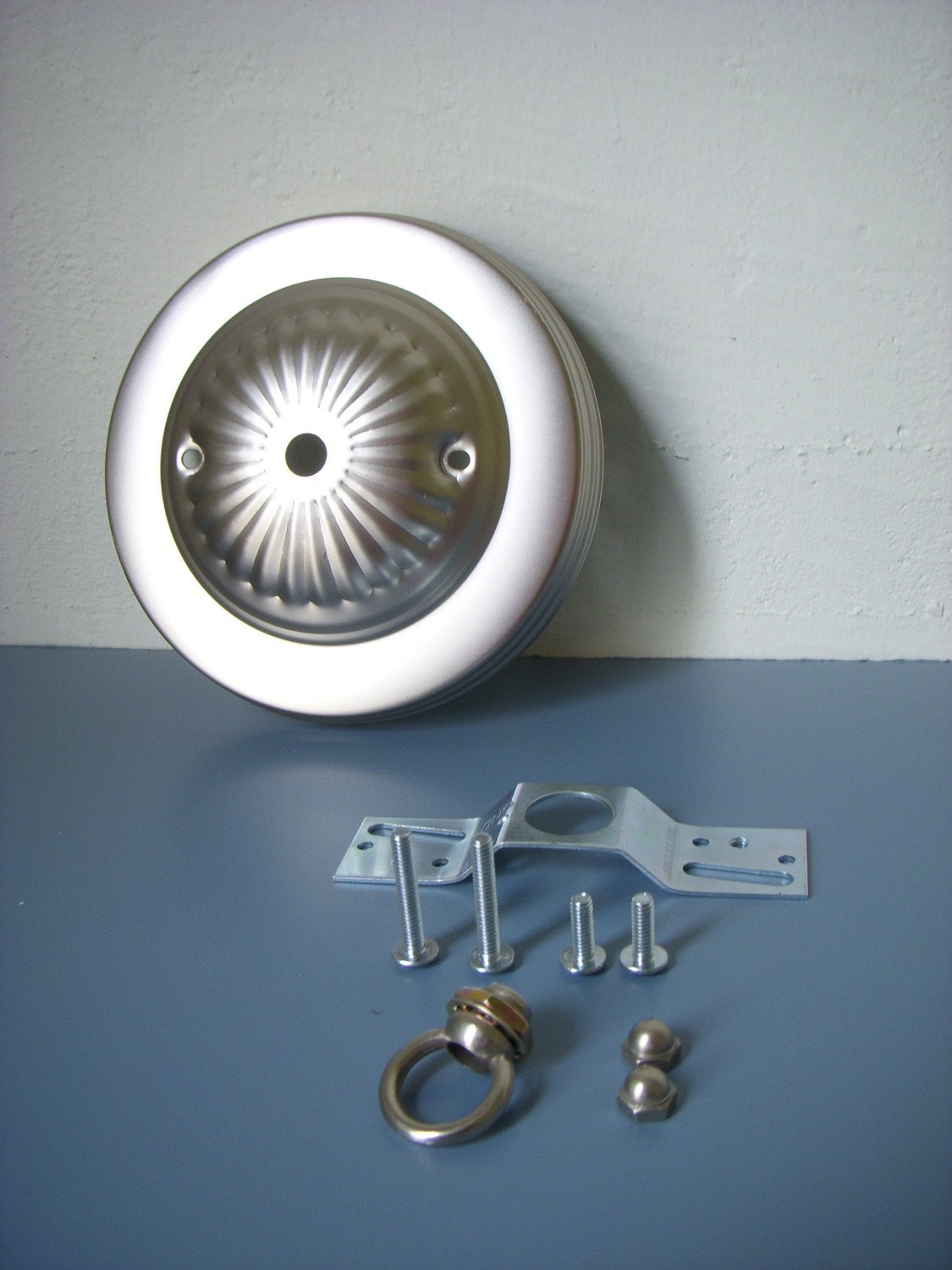 DIY - Decorative Silver Embossed Ceiling Canopy Plate - Pendant Light Fixture Mounting Kit - Brushed Nickel finish
