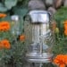 Solar Powered Mason Jar Lights - Eco Friendly Mason Jar Outdoor Path Light- Single Stainless Steel Accent - UpCycled BootsNGus Lamp Design