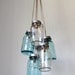 Mason Jar Chandelier - Mason Jar Light - Modern Industrial Ocean Sapphire - Handcrafted UpCycled BootsNGus Hanging Pendant Lighting Fixture