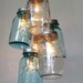 Mason Jar Chandelier - Mason Jar Light - Modern Industrial Ocean Sapphire - Handcrafted UpCycled BootsNGus Hanging Pendant Lighting Fixture