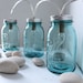 Sapphire Mason Jar Lights - Glass Banner Style - Modern Industrial Rustic Farmhouse - Handrcrafted Upcycled BootsNGus Lighting Fixture