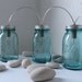 Sapphire Mason Jar Lights - Glass Banner Style - Modern Industrial Rustic Farmhouse - Handrcrafted Upcycled BootsNGus Lighting Fixture