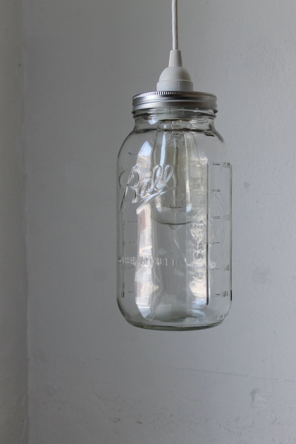Half Gallon Mason Jar Light Ball Mason Jar Pendant Table Top Light - Dual Purpose UpCycled BootsNGus Lighting Fixture