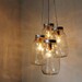 Spring Clean Mason Jar Chandelier - 4 quart jars - Handcrafted Mason Jar Lighting Fixture - Upcycled BootsNGus Lamp - Direct Hard wire