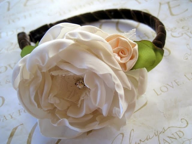 MICHELLE Satin and lace head band