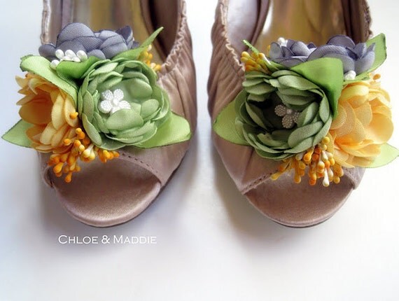 CHERISE handmade fabric floral bouquet shoe clips for weddings, special occasions, gifts for her