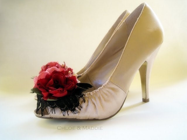 SAVANNAH Handmade Floral bouquet shoe clips, boudoir, weddings, special occasions