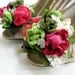 ANNA  Handmade earthy floral bouquet shoe clips, fuschia and greens,  weddings, special occasions