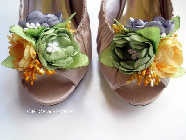 CHERISE handmade fabric floral bouquet shoe clips for weddings, special occasions, gifts for her