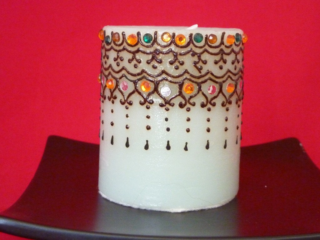Clearance Sale - Indian Sari inspired Henna Candle