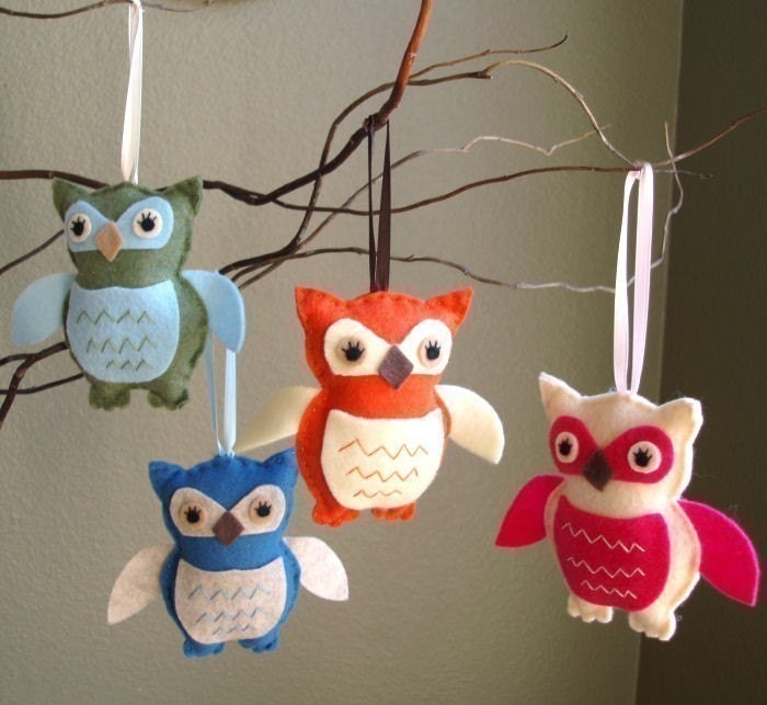 Adopt a Friendly Owl or Tree - Felt Plush Softie or Hanging Ornament (Custom Colors Available)