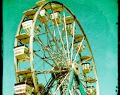 Fine Art Photography Print, TTV Photography, Ferris Wheel Photography, Carnival Photography TTV 8x8 Brilliant Teal Blue