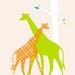 20x20 Giraffe Canvas - Green/Orange - Kids wall art for nursery and children's room