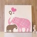 20x20 Baby and Mommy Elephant Canvas - Pink/Brown - Kids wall art for nursery and children's room