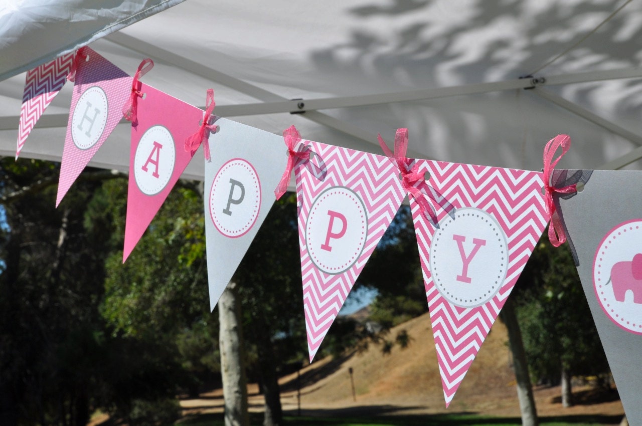 PINK ELEPHANT PARADE Party Printables Set  - Cupcake wrappers, hats, cupcake toppers and more.  Now Available with Yellow too