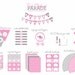 PINK ELEPHANT PARADE Party Printables Set  - Cupcake wrappers, hats, cupcake toppers and more.  Now Available with Yellow too