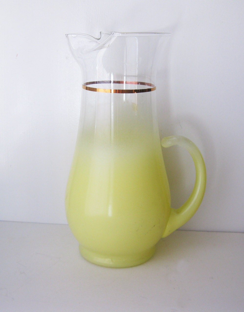 Yellow Frosted Glass Pitcher