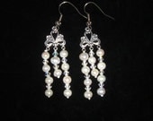 Genuine Pearl and Swarovski Crystal Titanic Heaven or Wedding Earrings