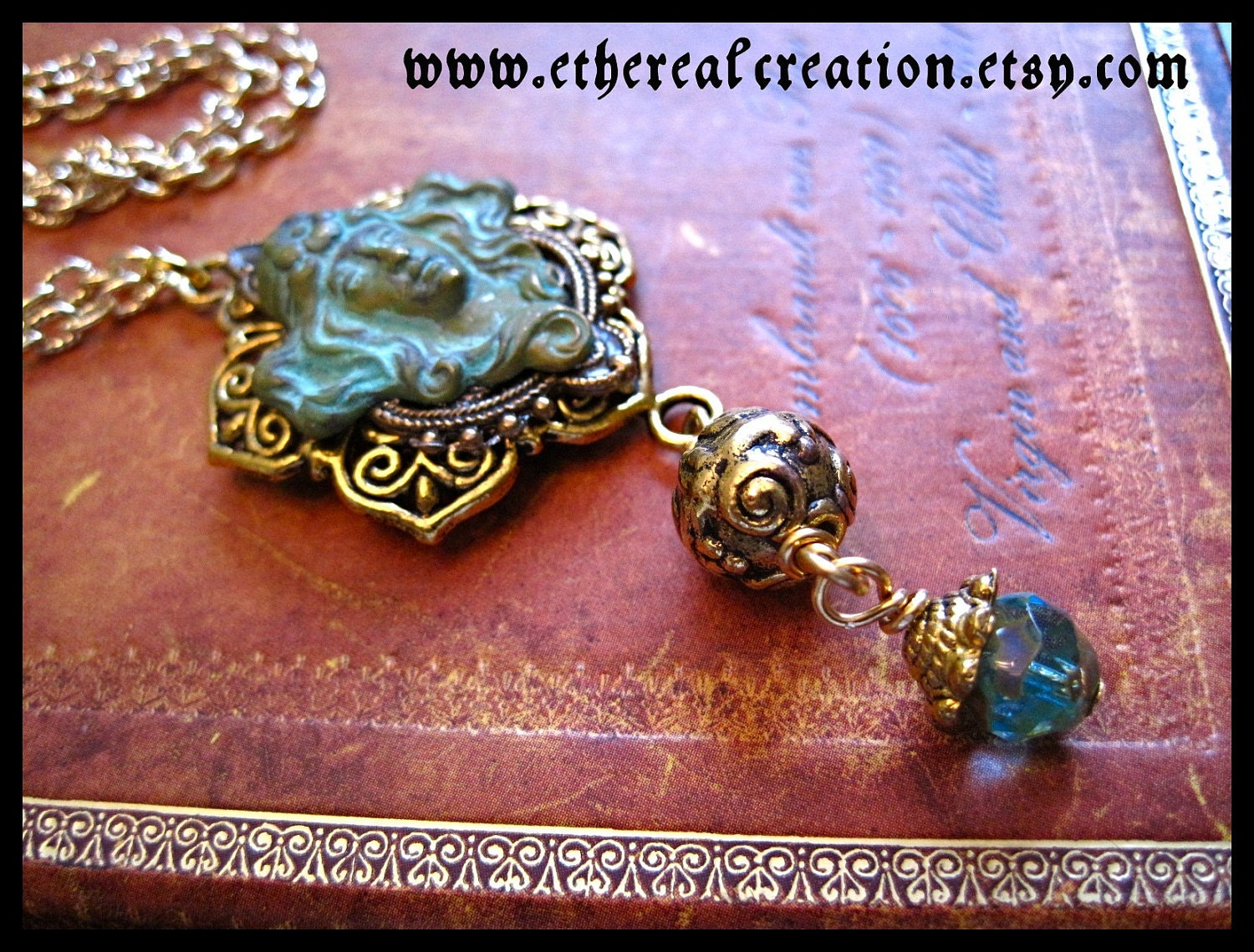 Lady of the Lake - Long Verdigris Pendant