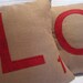 SALE 20perc Off LOVE Scrabble Pillows in Red