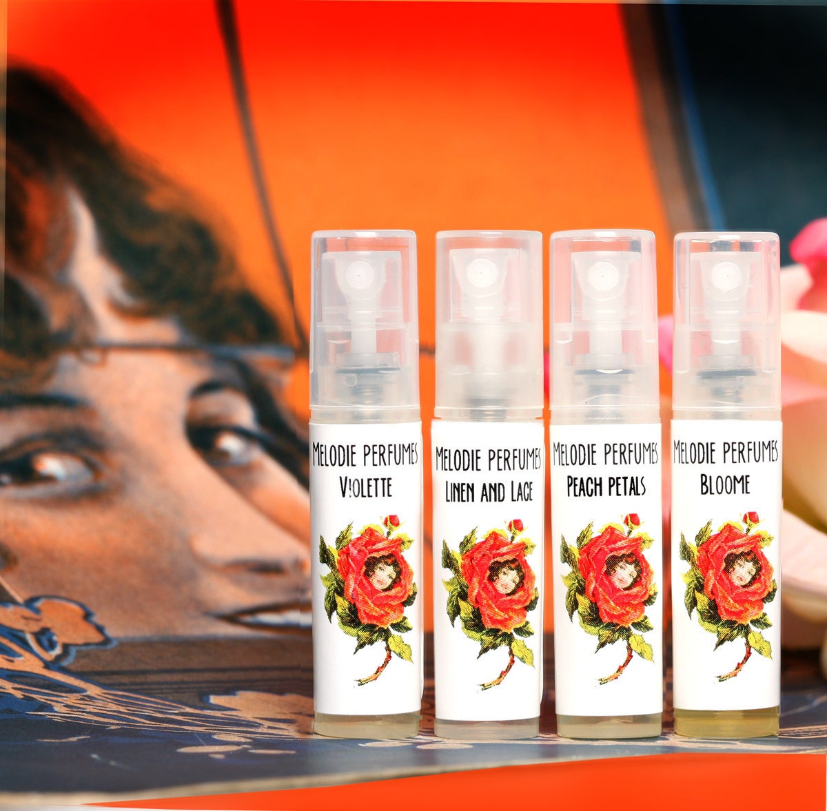 Perfume Gift Set - 4 Mini Spray Perfumes Melodie Perfumes Spring Garden Charm