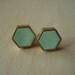 cool mint mini brass hexagon stud earrings img