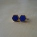 royal blue mini brass hexagon stud earrings img