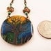 088 Summer Skies Hand Painted Blue Green Yellow Tree of Life Necklace with Chain
