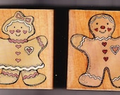 Sweet Gingerbread Boy & Girl - WM Rubber Stamps - ATCs - Christmas Cards - Recipes - Cookbooks - Gifts - Scrapbooks - Crafts - FREE Shipping