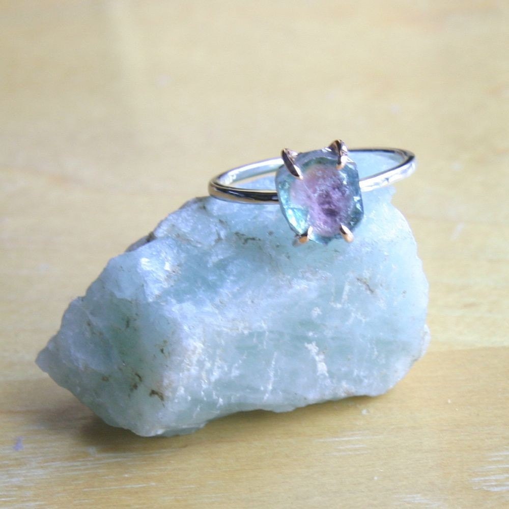 A Slice of Heaven, Ladies Maine Watermelon Tourmaline Gold Ring