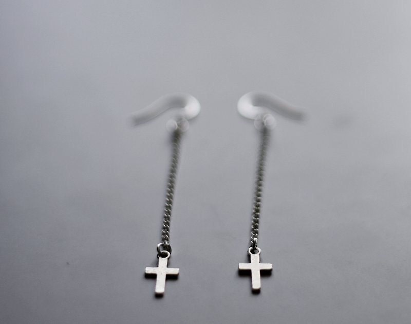 Hanging cross earrings - 10 cm