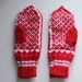 Hearts - red and white woollen mittens