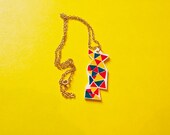 Orange Red Green Geometric Necklace