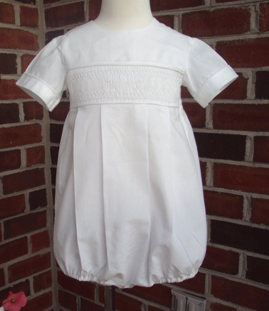 Reserve for Heather-Hand smocked Baby Boy Baptism outfit size 3