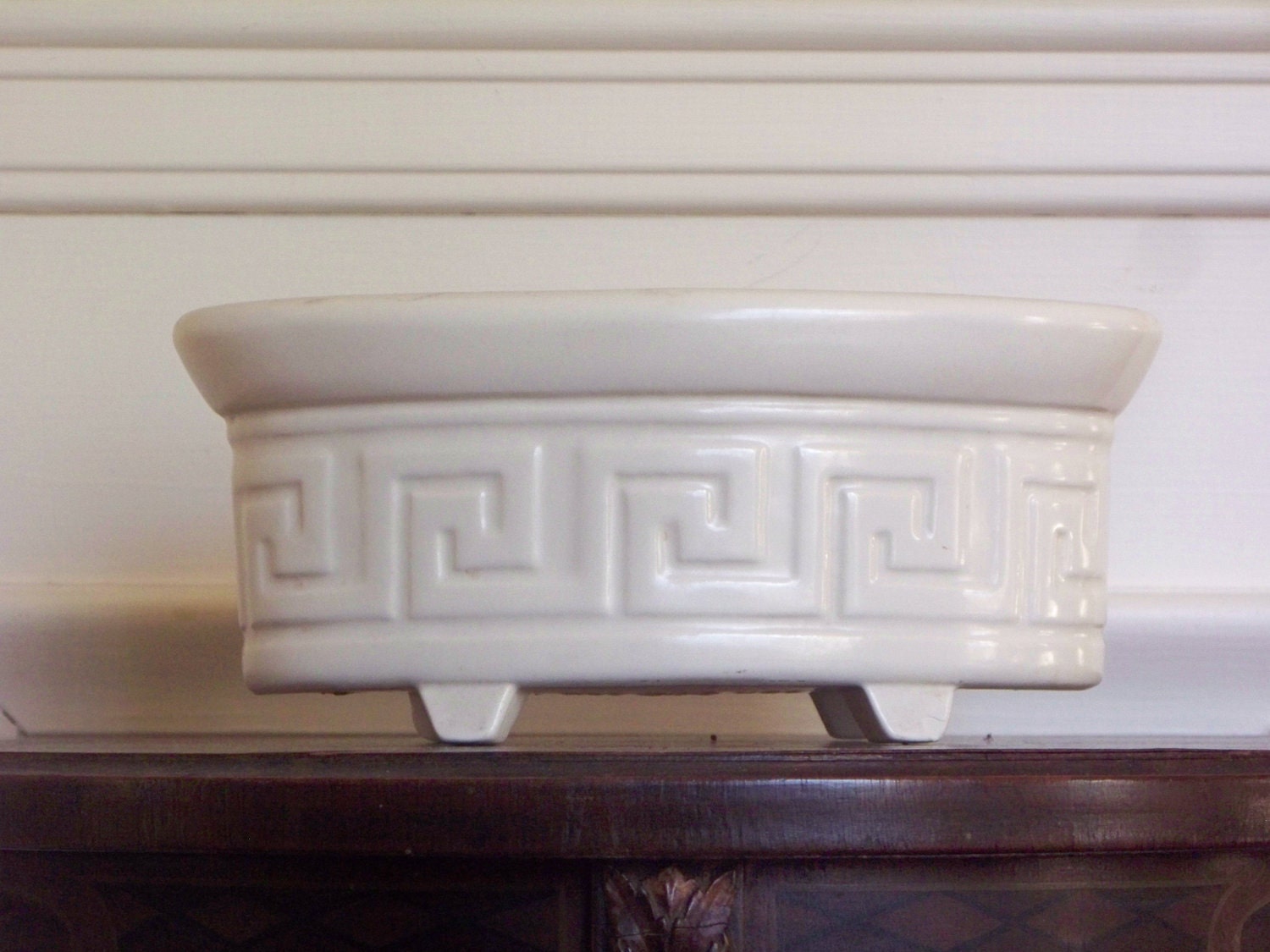 Vintage Red Wing Pottery Greek Key Planter