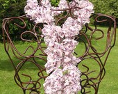 Crocheted Fabric Ruffled Scarf - Cream, Purple Pink Floral