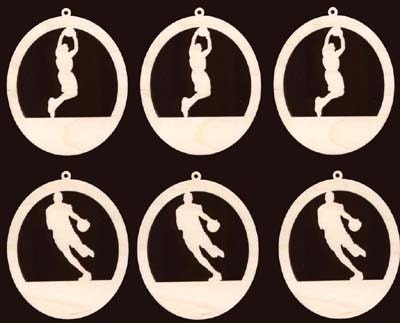 6 Pc Basketball Player Assortment Ornament Craft Wood 951-4ND