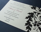 Digital Damask Invitation Template Package - Includes 4 templates (invitation, response card, reception card, and transportation card)