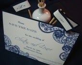 Paisley Save the Date Template and Bellyband Monogram (Colors of choice)