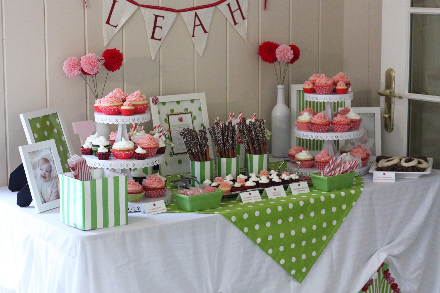 Digital Strawberry dessert table signage or placecard Template-editable in word (Colors of Choice)