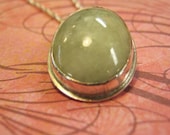 Jade Sterling Silver Pendant with Sterling Silver Chain