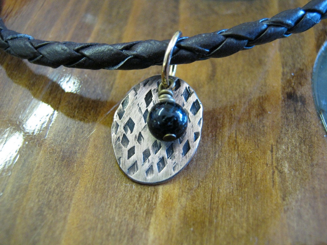 Men's Braided Leather Necklace (Black or Brown) Oval with Agate Bead Free Shipping USA