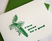 Letterpress Valentine. Anniversary card. I Love you. Congratulations Wedding - Two Peas in a Pod