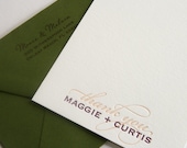 Personalized Stationery Personalized Letterpress Wedding Thank You card - 2color - fifty cards