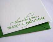 Personalized Stationery Letterpress Wedding Thank You cards - 1color - fifty cards