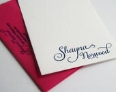 Personalized Custom Letterpress Stationery - 1color - fifty cards